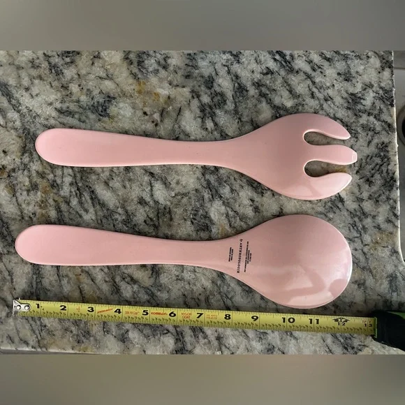Anthropologie Pink and Yellow Salad Servers - Picture 7 of 7